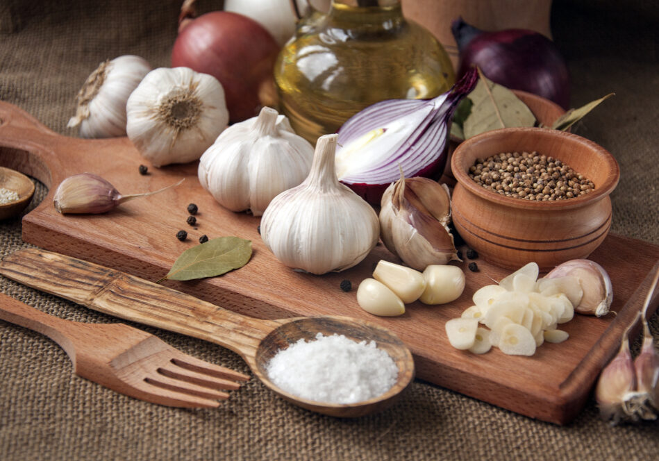 garlic onion bay etc