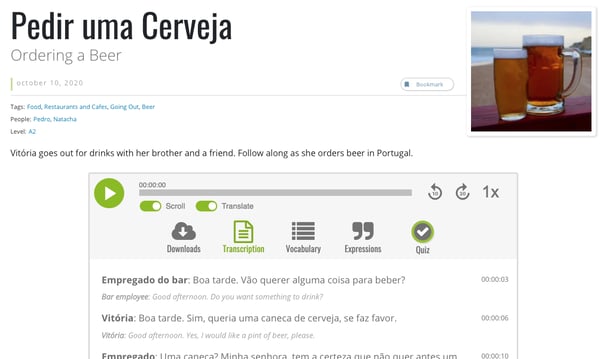 Ordering a Beer in Portugal Practice Portuguese