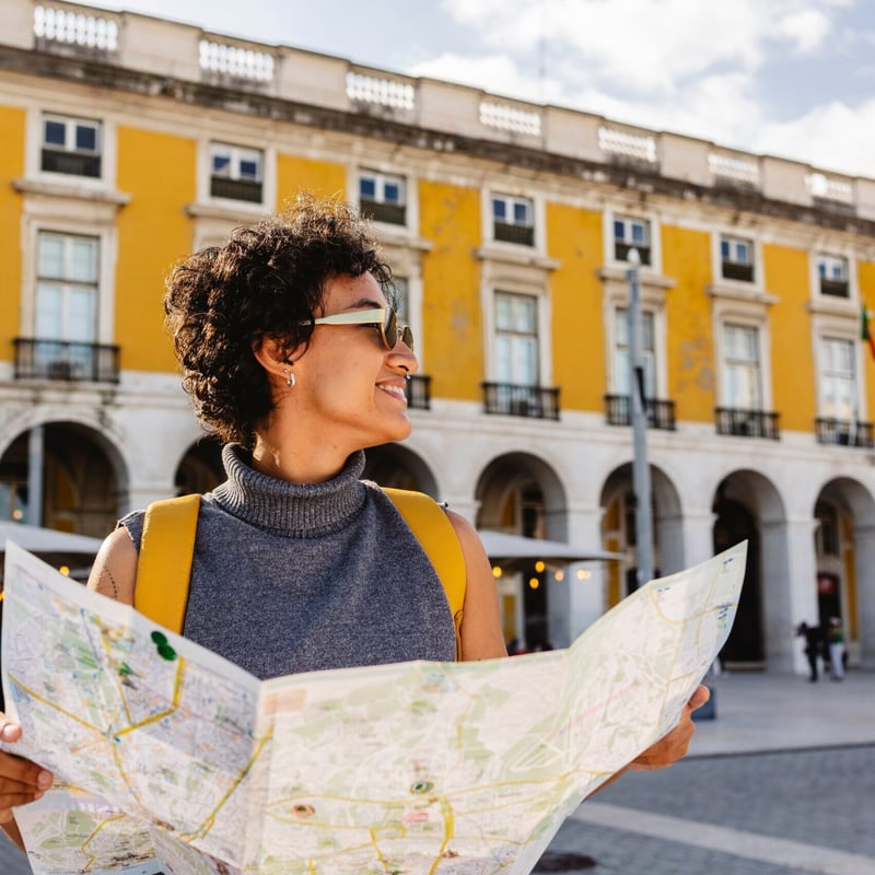 Tourist with paper map